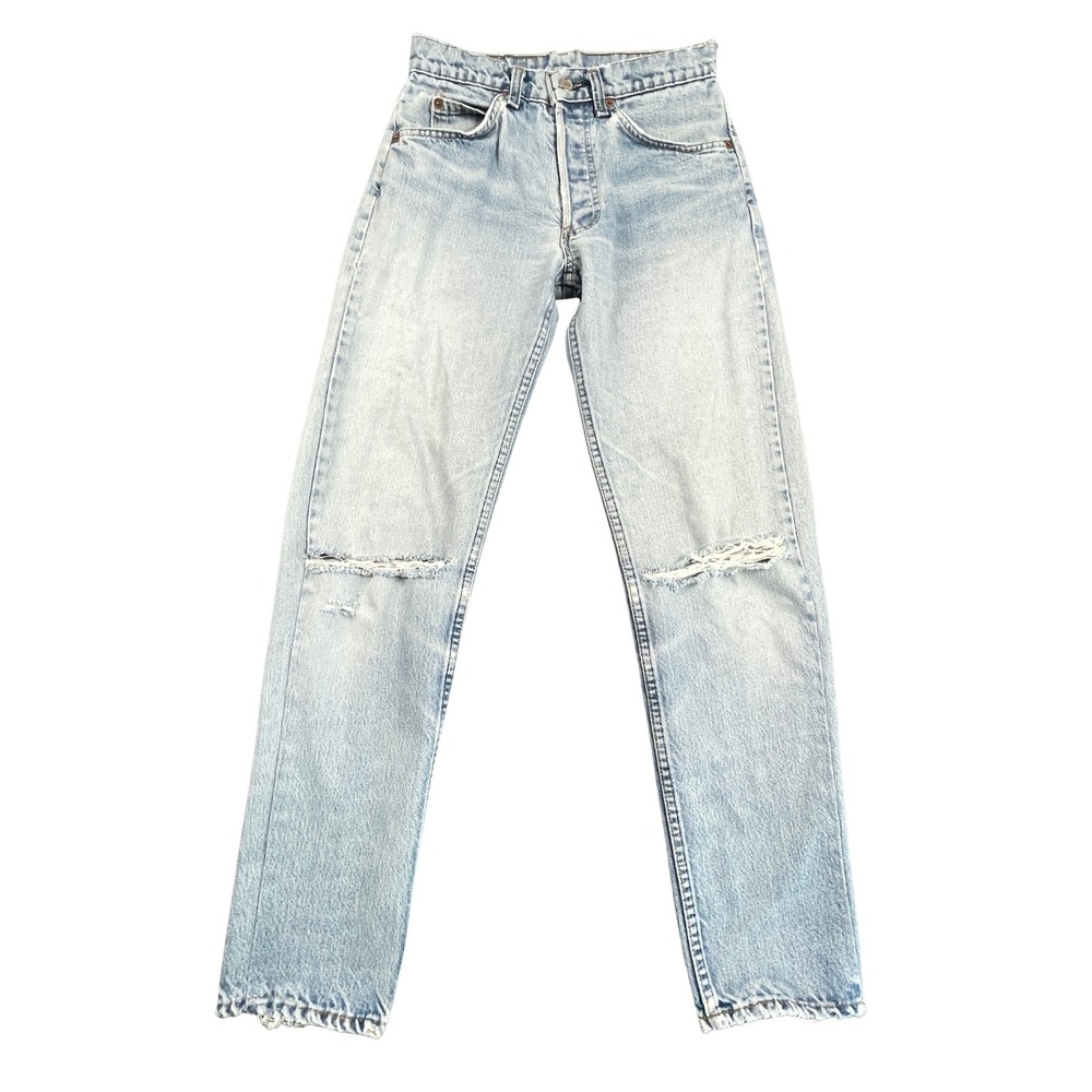 1981 Vintage Levis 501 High Rise Jeans Womens 27x30 Light Wash Distressed USA
